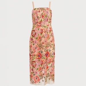 NWT Sam Edelman Floral Embroidered Midi Dress in Nude/Multi